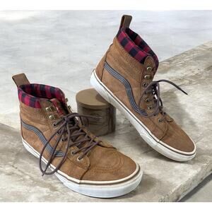 Vans Sk8 Hi MTE Glazed Ginger Sz 10 Marshmallow Suede Sneaker Buffalo Plaid